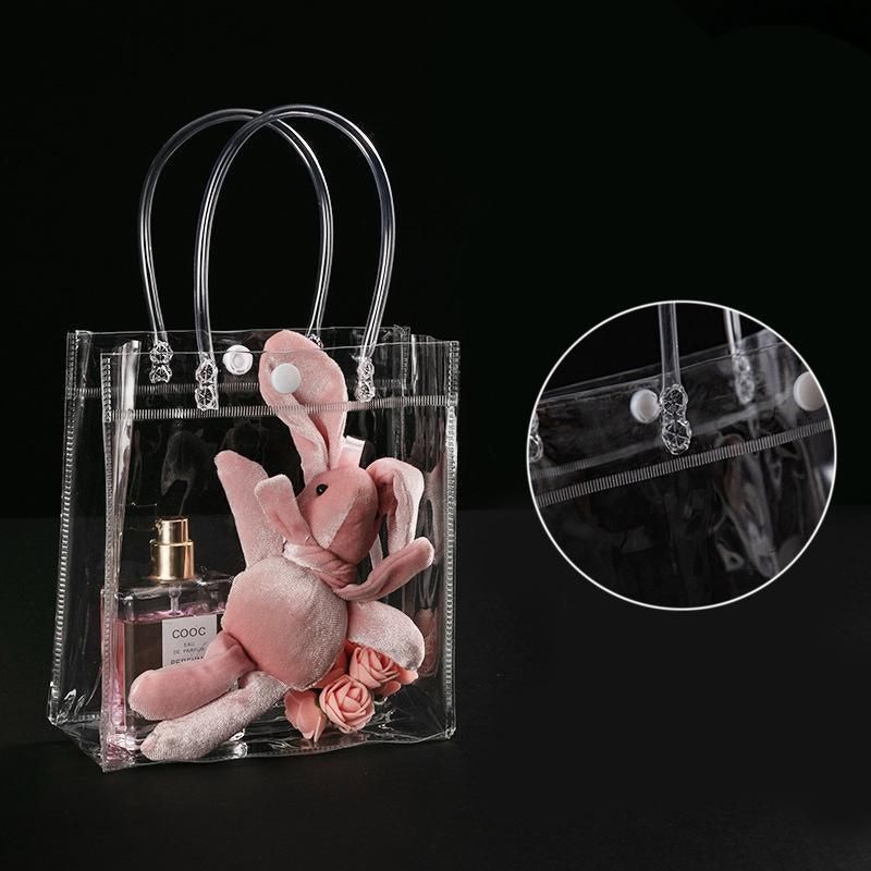 100x PVC Transparent Gift Tote Bag with Snap Button for Packaging - 13 × 15 × 7cm — image 6