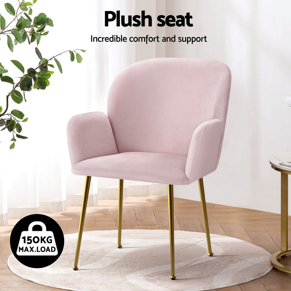Artiss Dining Chairs Set of 4 Velvet Armchair Pink — image 5