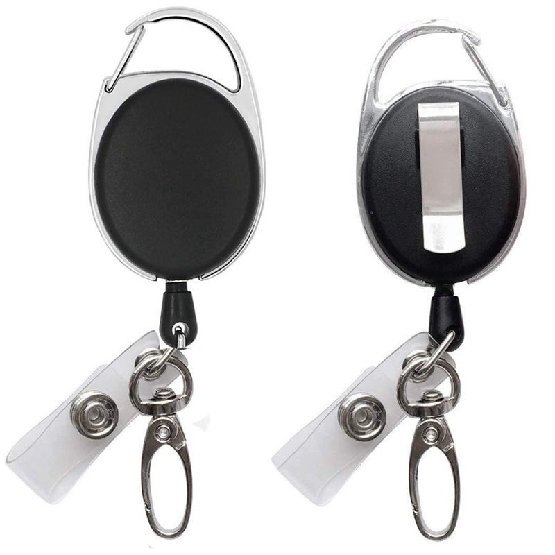 2pcs Scalable badge scroll, used for badge holder heavy-duty retractable keychain, sturdy ABS shell, with stainless steel spring coil
