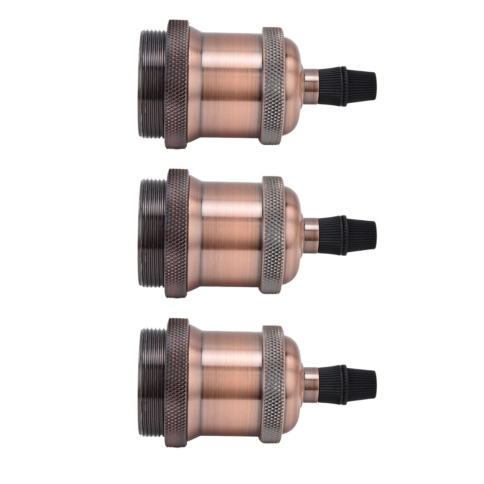 6 Pcs Lamp Holder Metal E26 E27 Screw Retro Lighting Base Accessories with Ground Aluminum ShellRed Bronze โ image 3