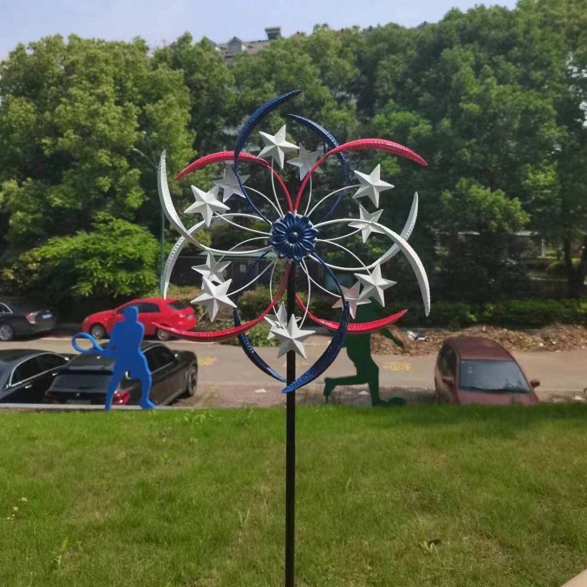 Tall Wind Spinners Outdoor Metal Large, Red White and Blue Wind Spinners for Yard and Garden Outside Patio Lawn Decor — image 2