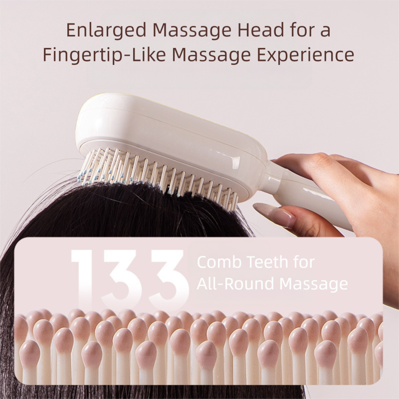 Pink Innovative Self-Cleaning Cushion Hairbrush - Retractable Bristle Detangling & Scalp Massager โ image 3