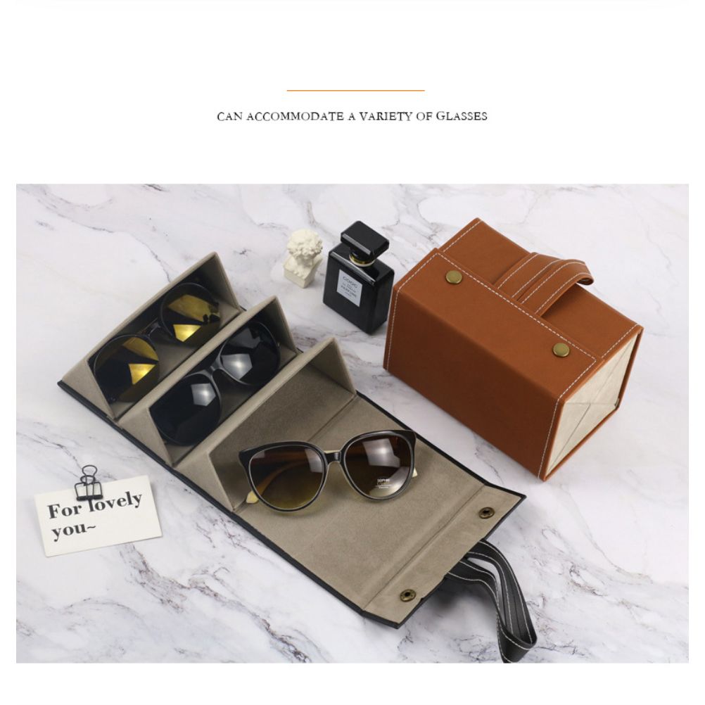Multi Slot Sunglasses Organizer Foldable Glasses Jewelry Storage Box Portable PU Leather Eyeglasses Case for Storing Watches and Keys โ image 4