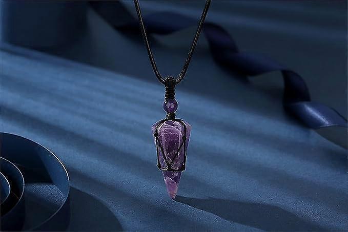 Crystal Necklace for Men Women Healing Crystal Stone Bar Pendant Necklace Adjustable Rope Necklace Natural Gemstone Necklace Jewelry โ image 3