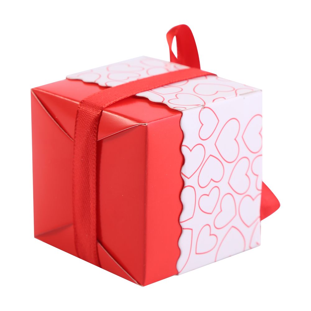 50Pcs Square Shape Wedding Birthday Party Favor Chocolate Candy Gift Boxes with Ribbon Red โ image 5