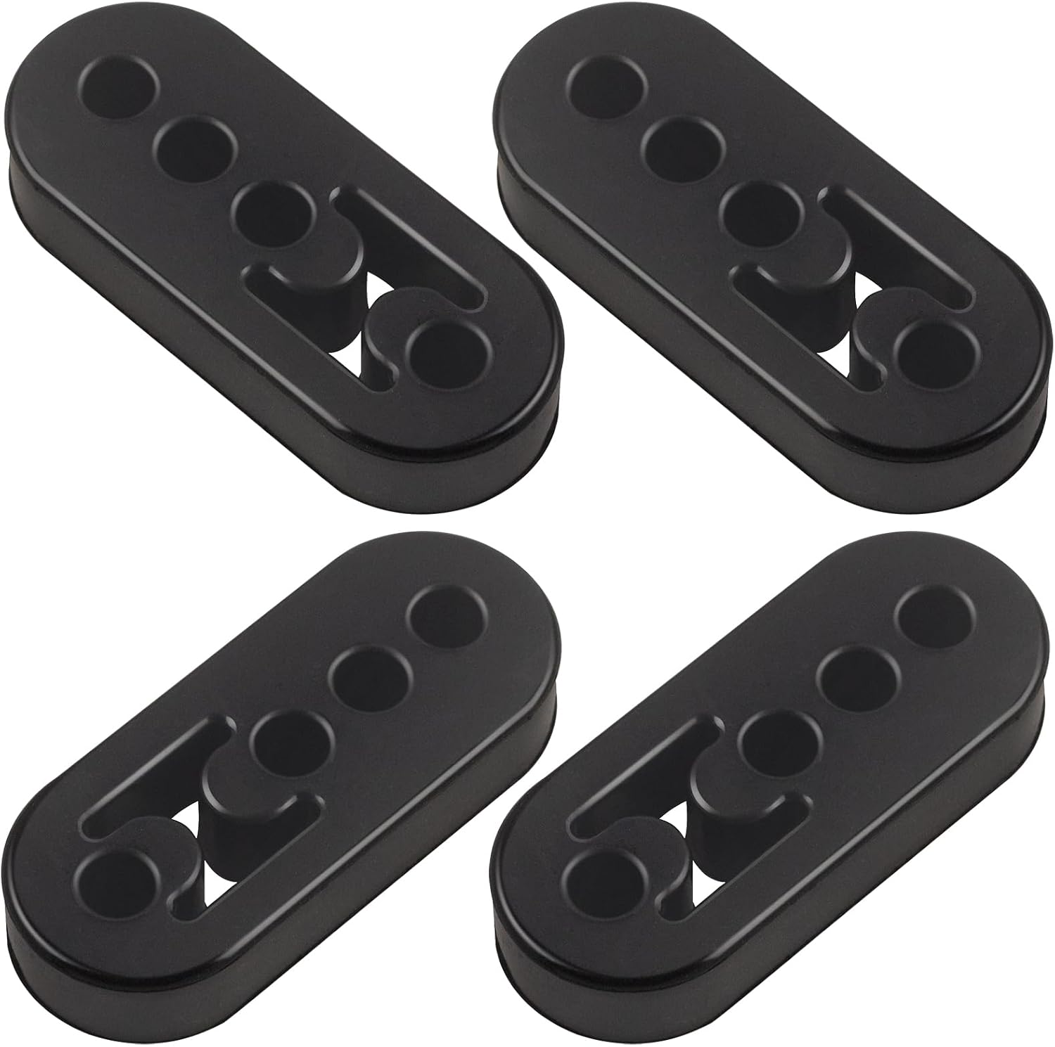 Rubber Exhaust Hanger 4 Pack, 4 Holes Adjustable Muffler Hanger, Universal Muffler Exhaust System, Insulator Bushing Mount, Weather-Proof High Density Tail