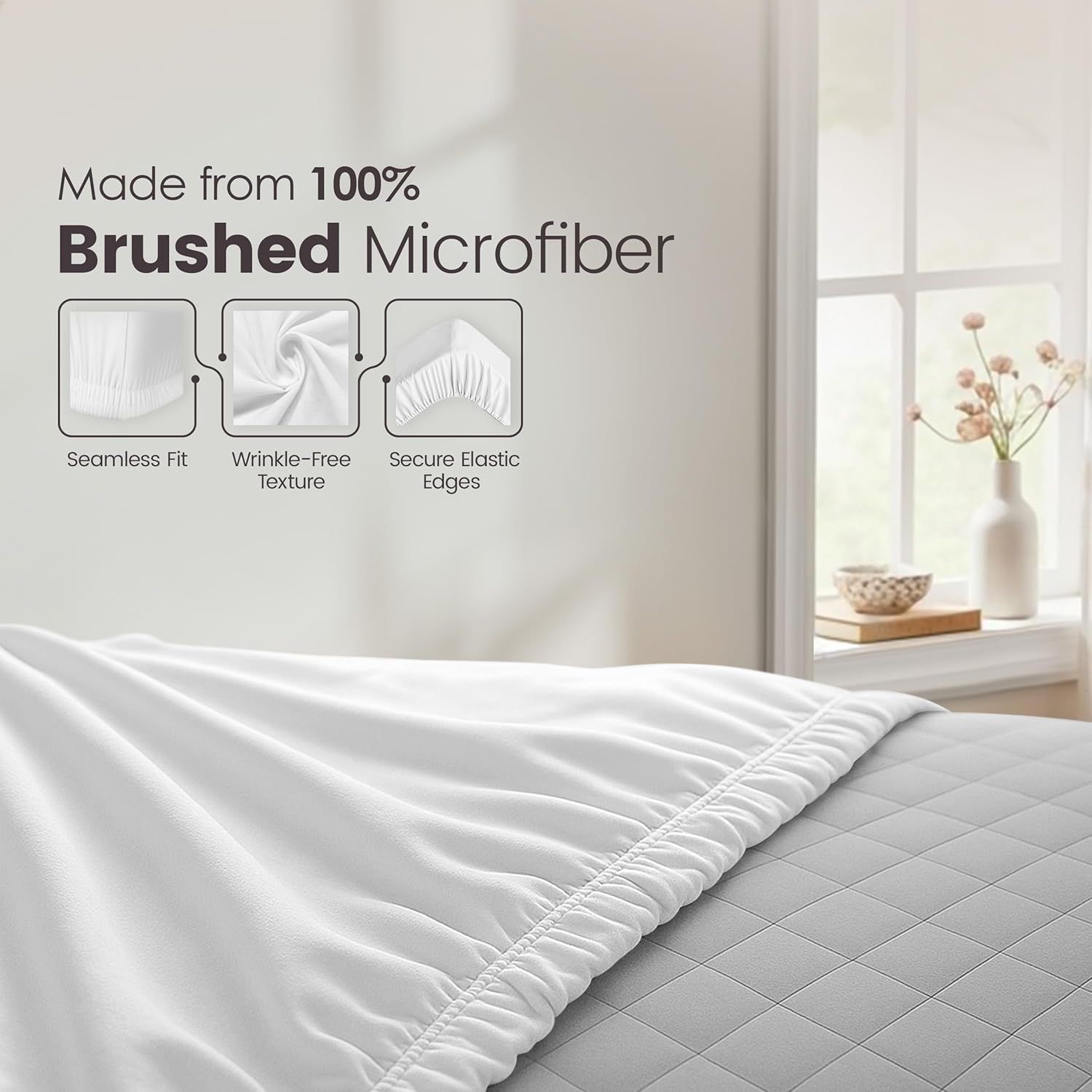 Hotel Quality Fitted Sheet - 1 Piece Fitted Sheet -Breathable Bedding - Wrinkle, Fade, Stain Resistant- 16inch/40cm Deep Pocket Fitted Bed — image 6