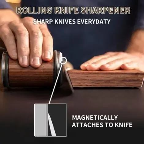 Rolling Knife Sharpener with 15 and 20 Degree Angle Guides, Industrial Diamond Disc Sharpening System for Kitchen Knives — image 3