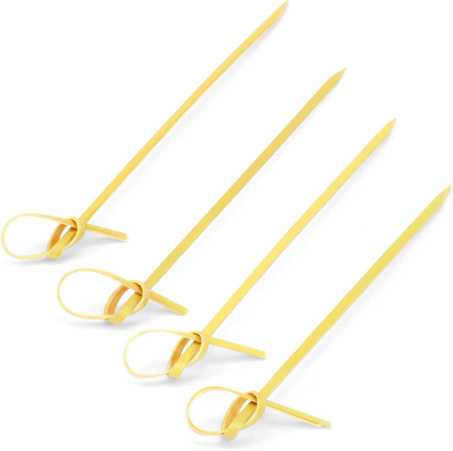 100 Bamboo Cocktail Picks, 4 inch Looped Knot Natural Bamboo Skewers for BBQ, Appetizers (100 Pack) — image 6