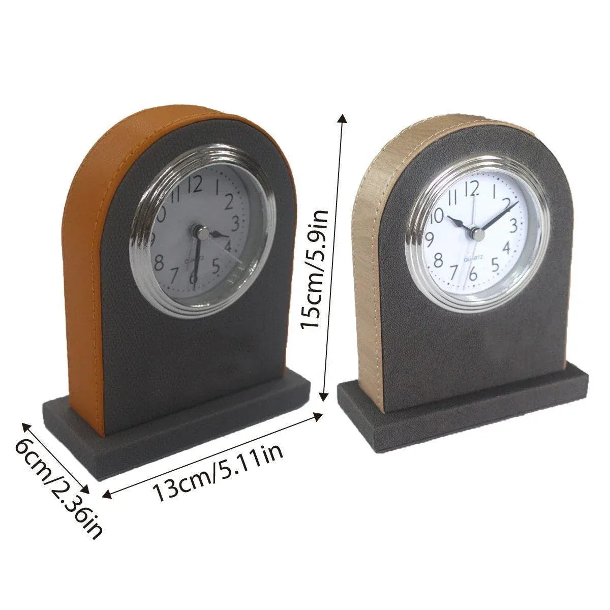 Classic Hotel Alarm Clock Quartz Movement Faux Leather Design with Clear Display - Orange โ image 4