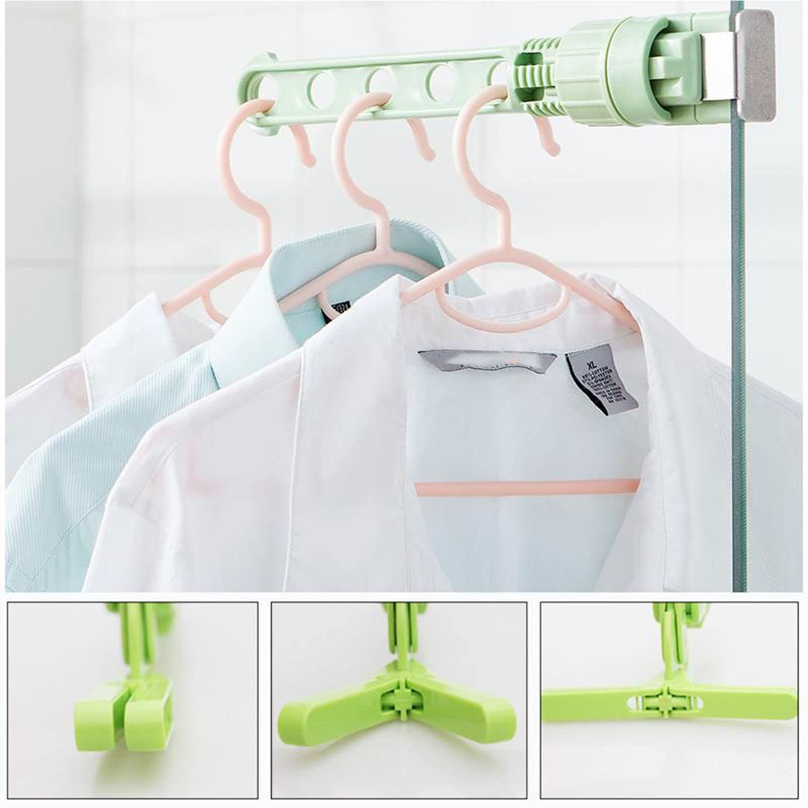 2 pcs Folding Wall Mount Clothes Hanger Non-Drilling Wall Mounted Clothes Hanger Rack - Portable Travel Laundry Drying Rack — image 3