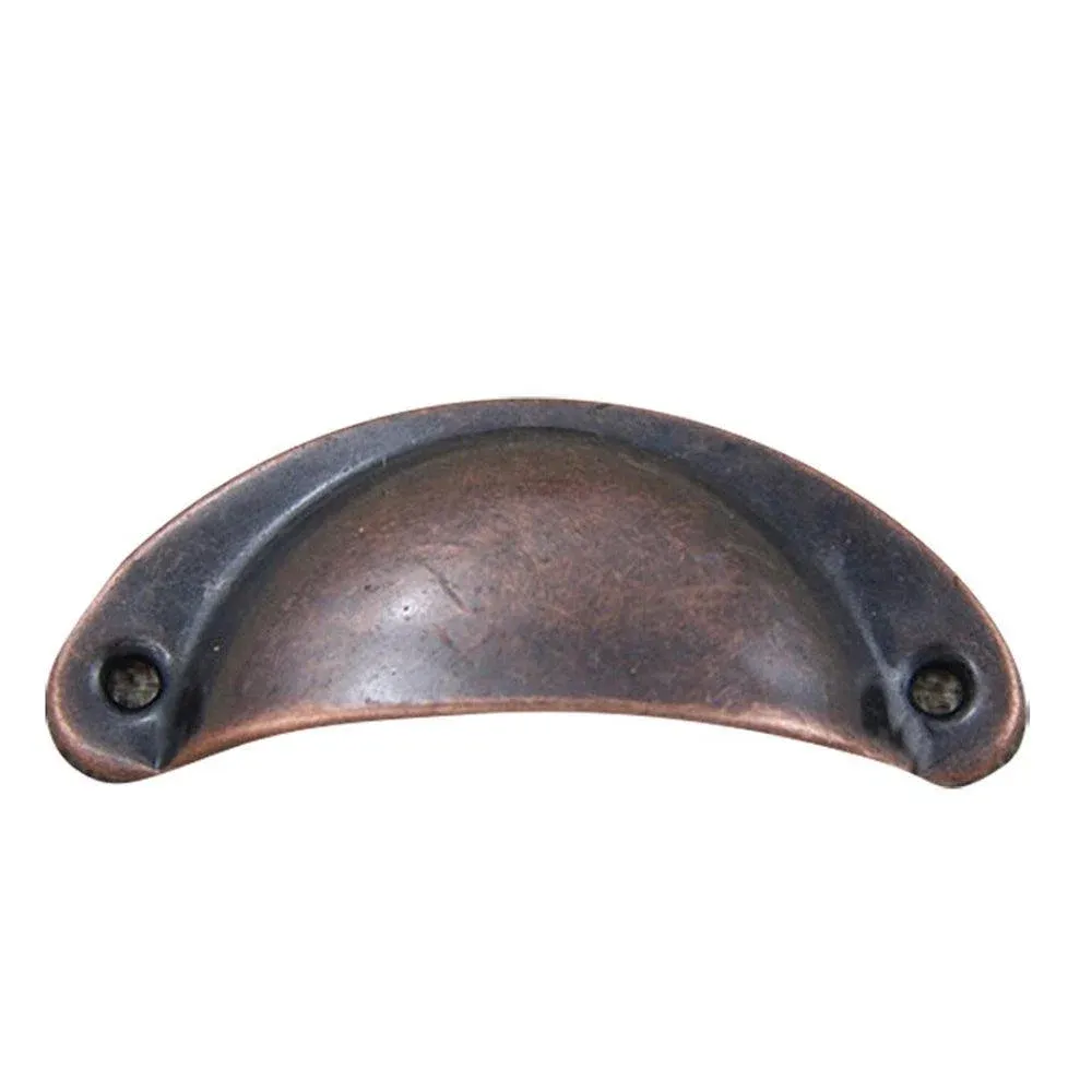 6X Cupboard Door Cabinet Cup Drawer Furniture Retro Antique Pull Shell Handle - Red Bronze