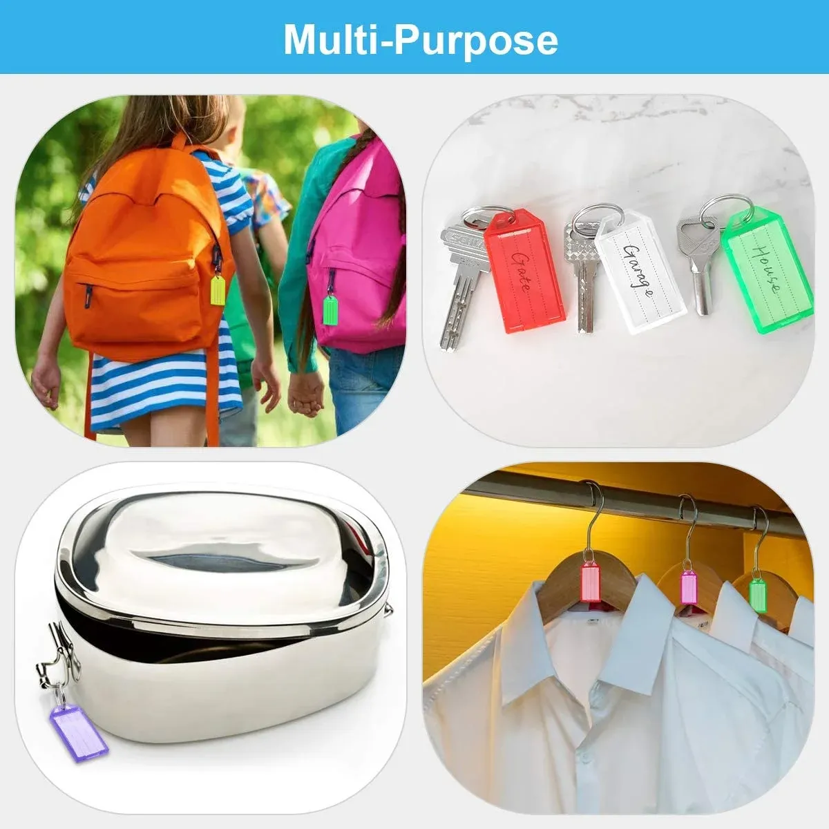 60 Pack Plastic Key Tags with Label Window for Key Organization and Identification, Assorted Colors, Durable Plastic Construction — image 6