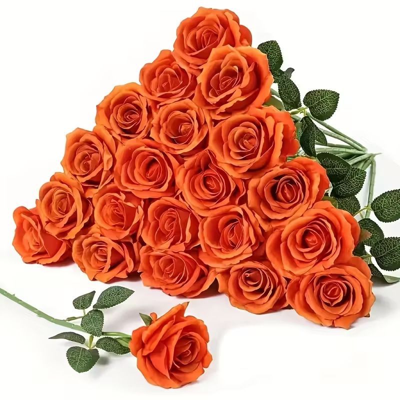 Artificial Silk Roses 25-Piece Bouquet Wedding Decorations Family Gathering - Yellow - Size L — image 5