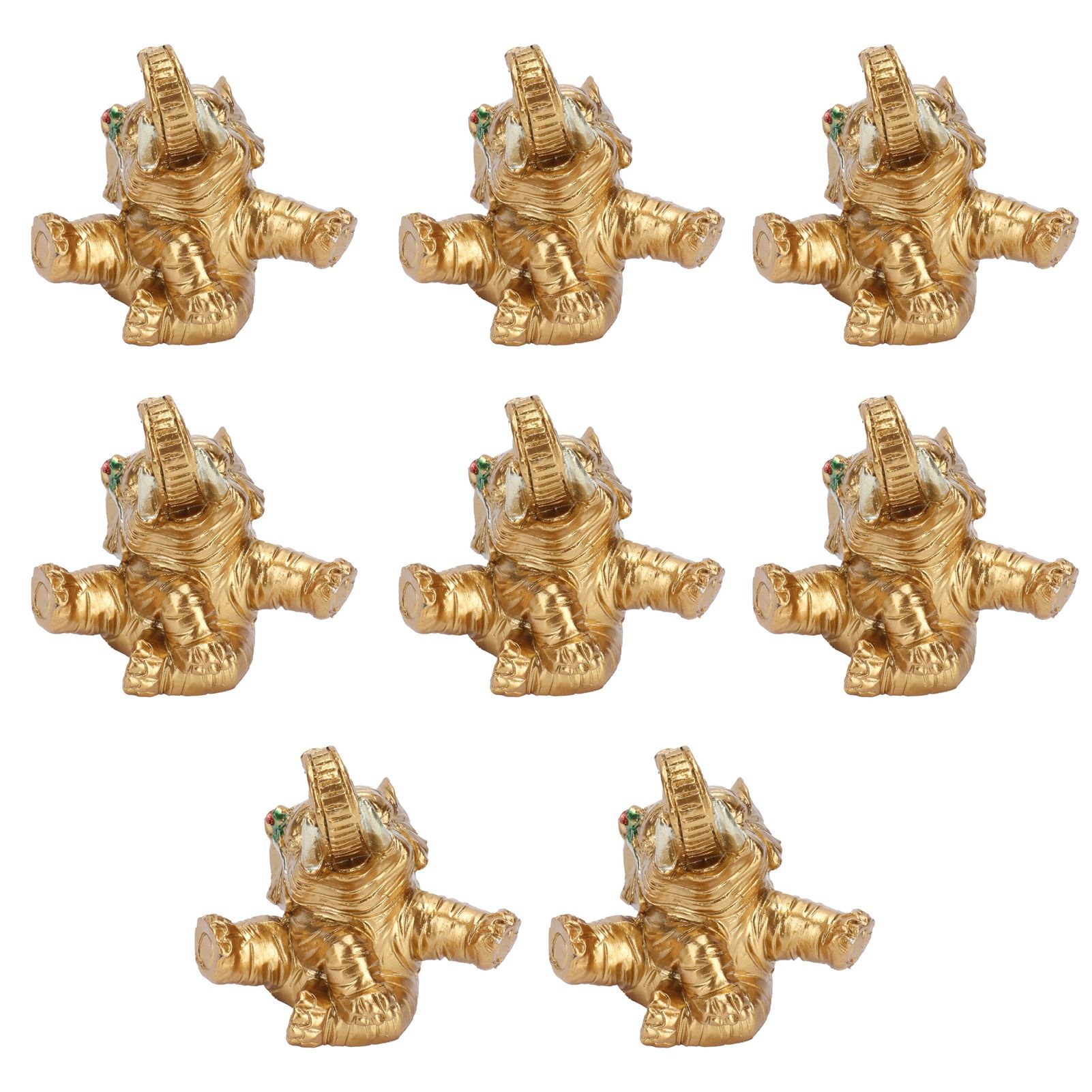 8Pcs Resin Elephant Statue Decor Innovative Home Table Decoration Ornament Birthday Gift Gold — image 3