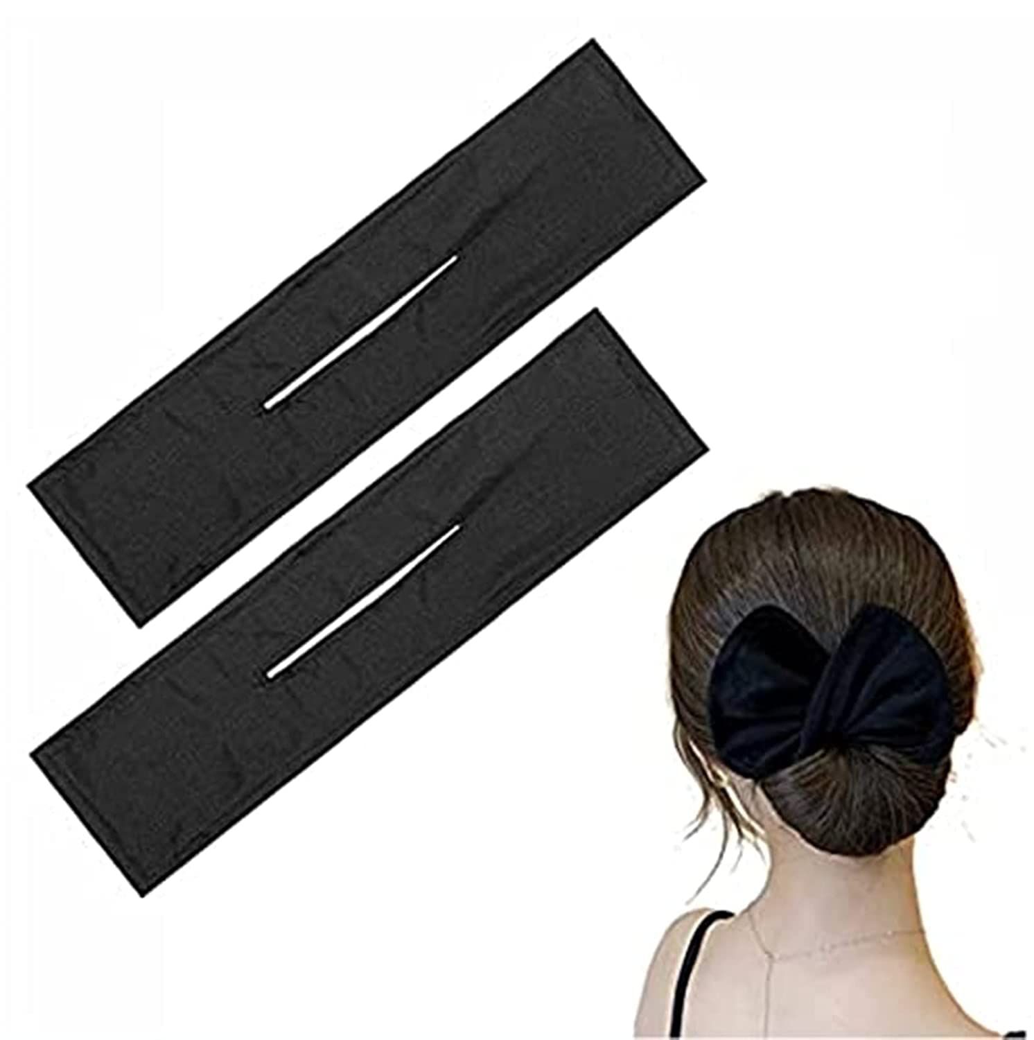 Easy DIY Donut Bun Maker - 2 Pieces for Women's Hair - Reusable Bun Maker for Hairstyle Bun Shaper with Cloth Hair Clip — image 3