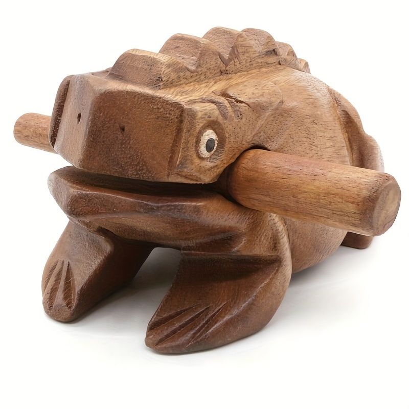 1pc Handmade African Wooden Frog Guitar, Traditional Carved Musical Instrument with Smooth Surface & Ergonomic Handle for Music Lovers Mix 1pc Wooden Fish — image 5