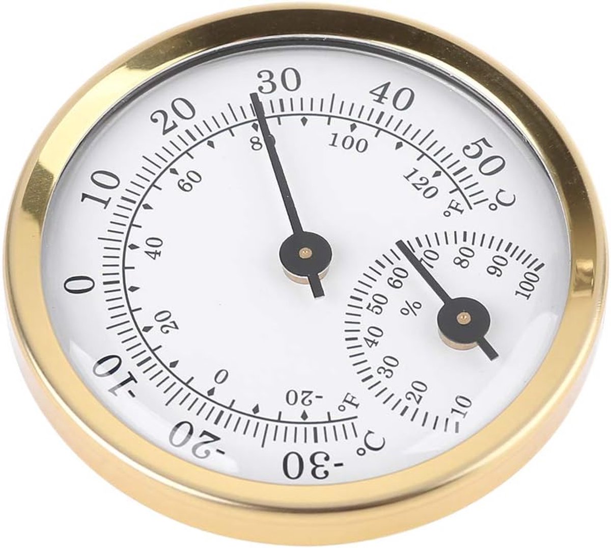 Indoor Thermometer - Outdoor Thermometer - Hygrometer - Weather Station - Thermometer Hygrometer - Air Temperature Display - 58 mm - Gold + White - Desktop — image 3
