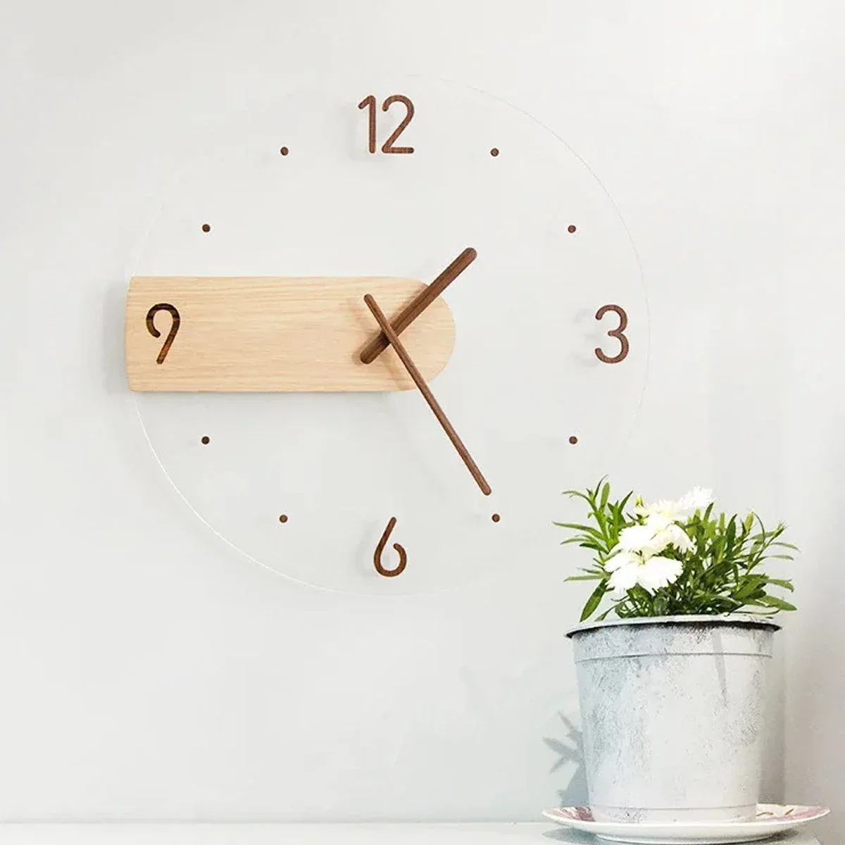 Modern Solid Wood Wall Clock Decorative Home Clock for Living Room Bedroom — image 4