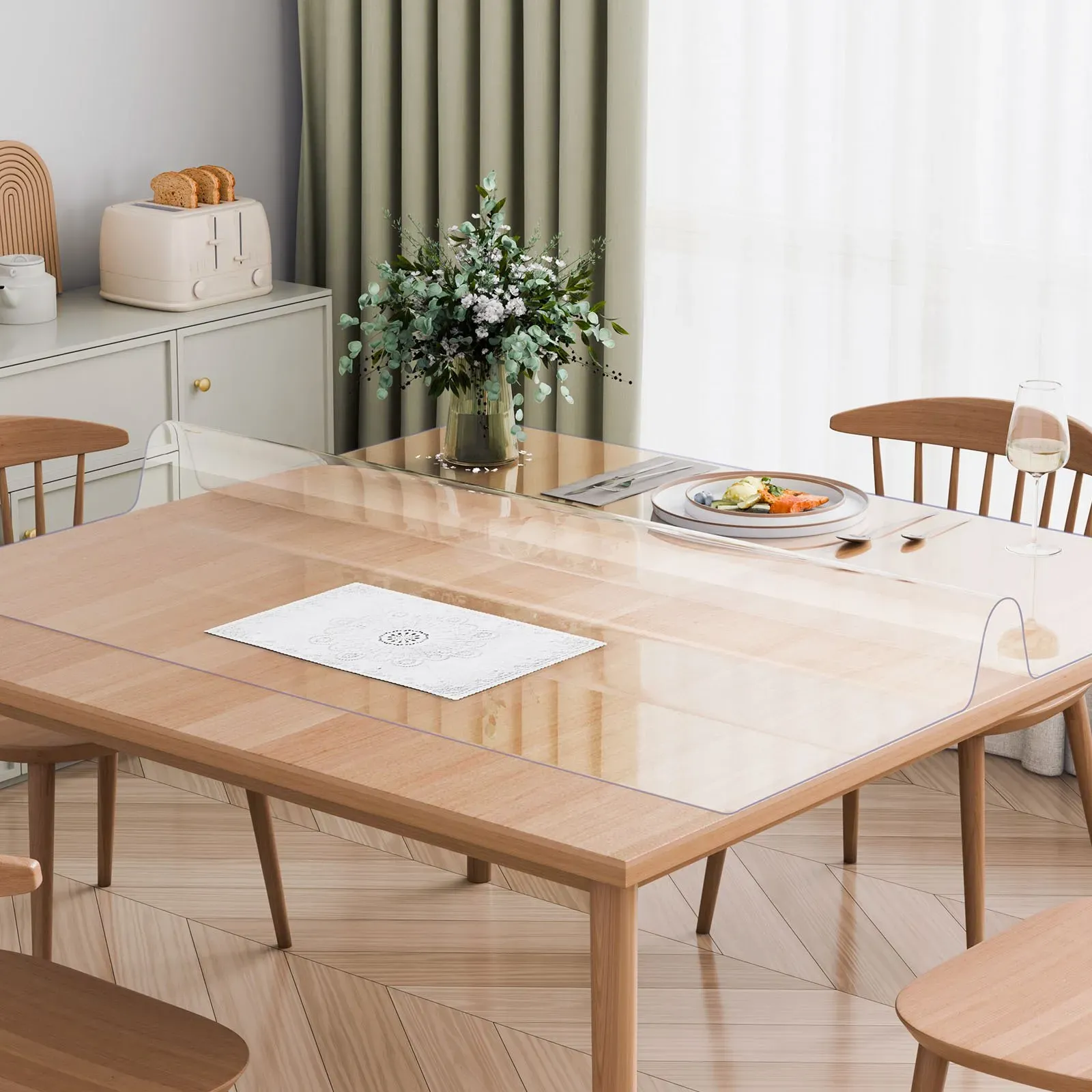 Plastic Table Cover, 48 x 48 Inch 1.5 mm Thick Clear Table Protector, Square PVC Desk Mat, Waterproof & Easy Cleaning Desk Pad Tablecloth, for Office Dresser โ image 5