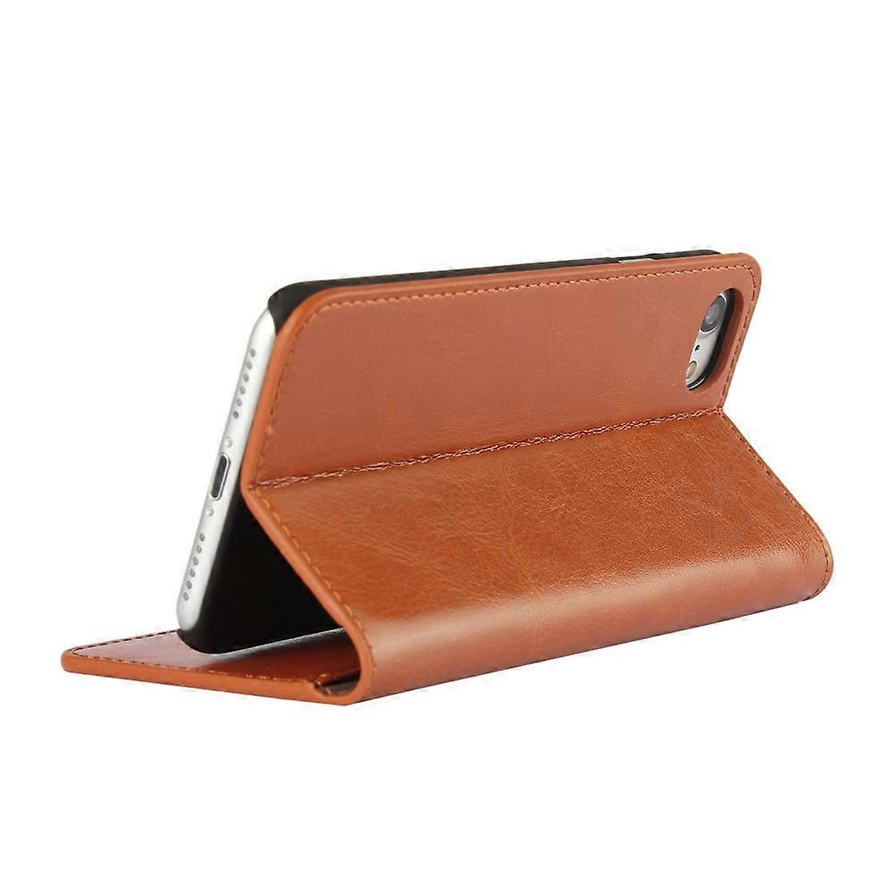 iPhone 4.7 inch Leather Flip Phone Case Compatible with iPhone SE (2020) SE (2022) 8 7 Brown — image 4