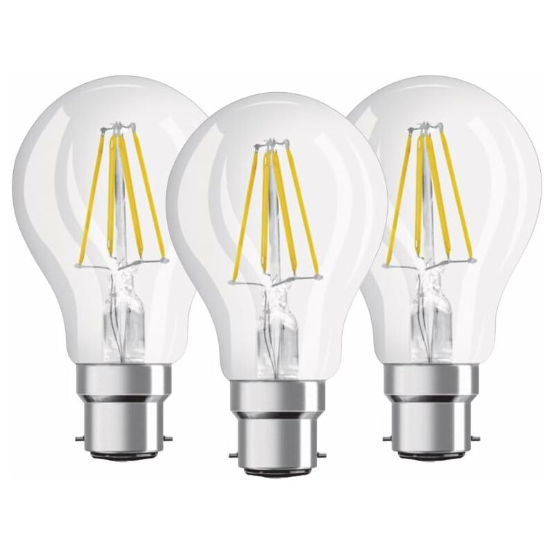 Pack Of 3 Standard LED Filament Bulbs - B22 Base - 6W Equivalent To 60W - Warm White 2700K [Energy Class E] — image 3