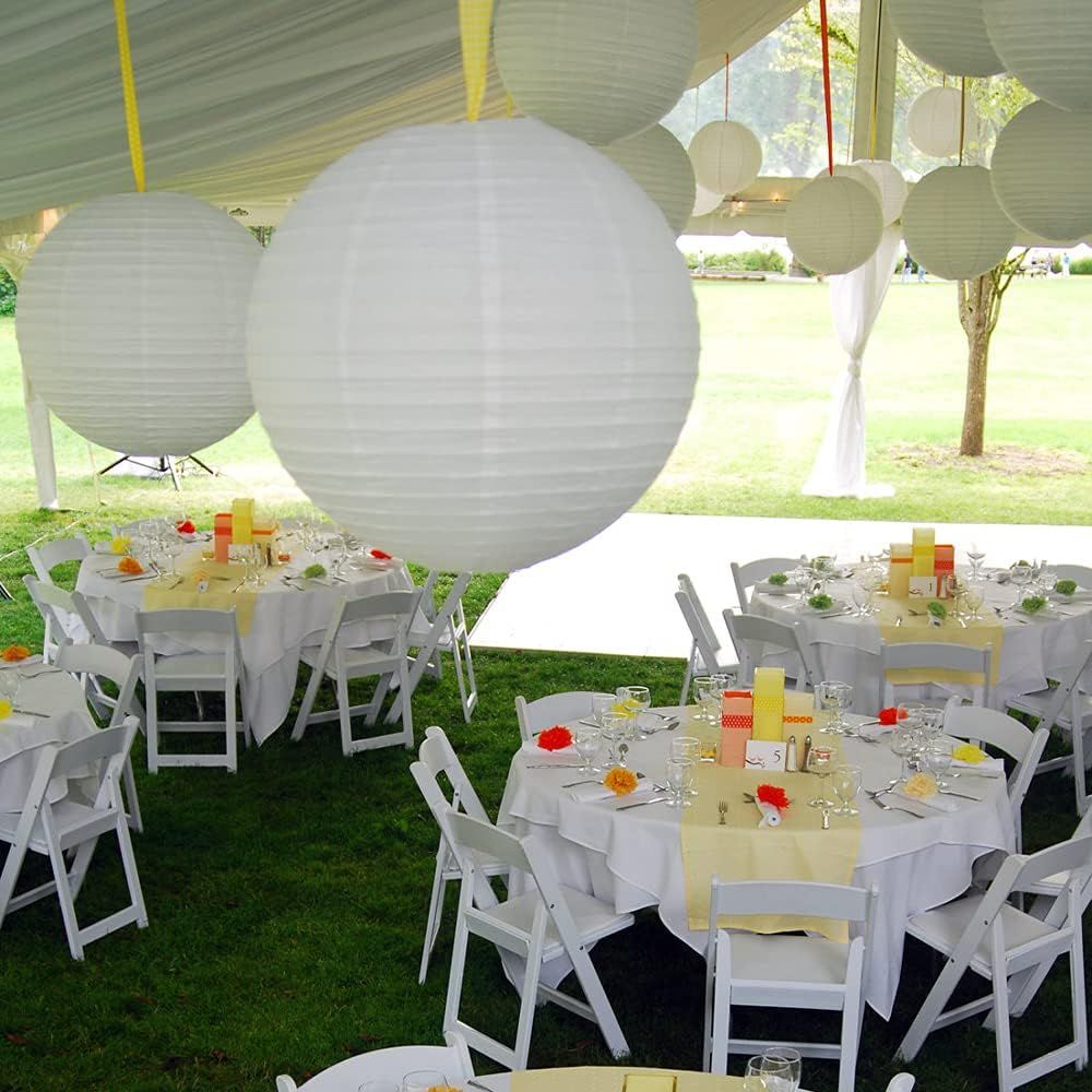 inese White Hanging Paper Lantern in 4” 6” 8” 10” 12” Great for Wedding and Party Decorations Durable and reusable — image 2