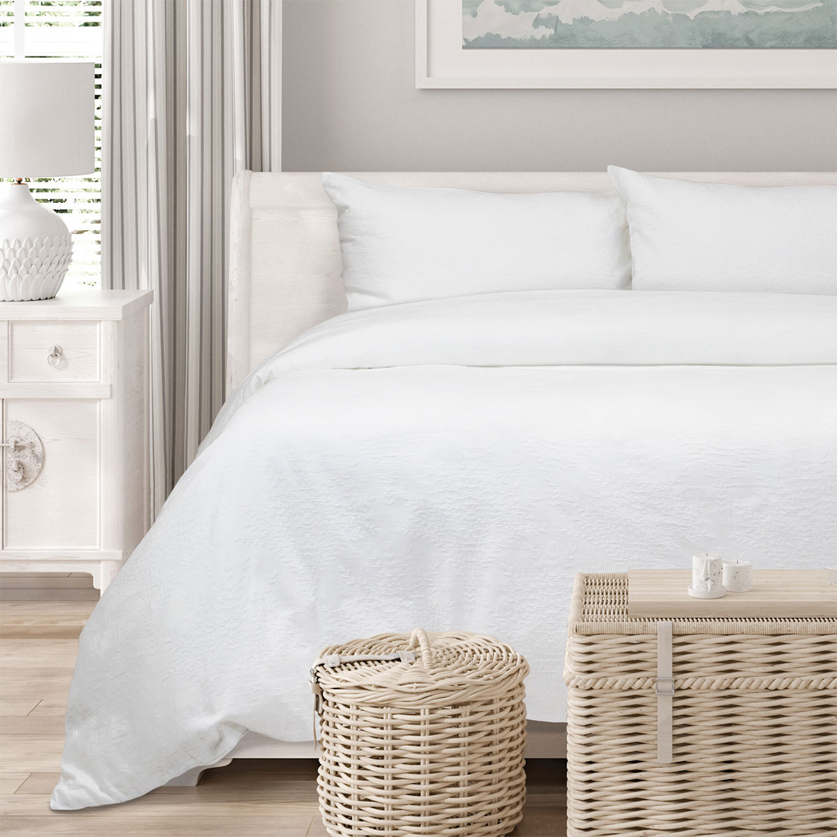 Algodon Romy White Cotton Jacquard Quilt Cover Set King — image 3