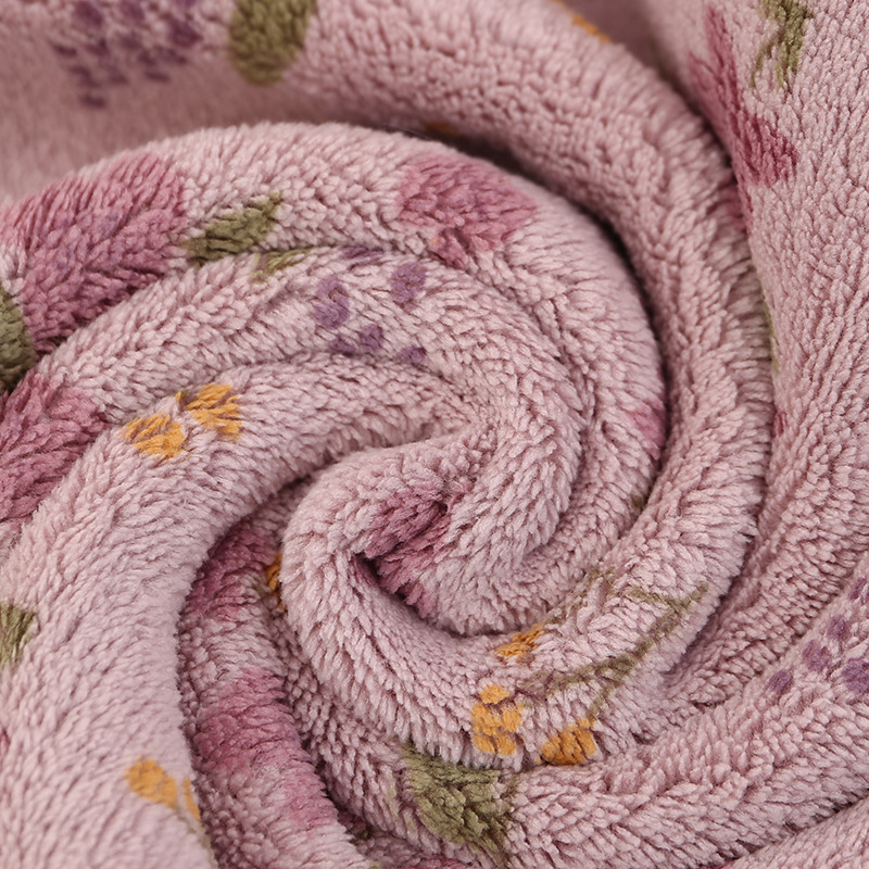 Beige Vintage Floral Lace Trim Towel Set - Ultra Soft Absorbent Coral Fleece Bath & Face Towel — image 6