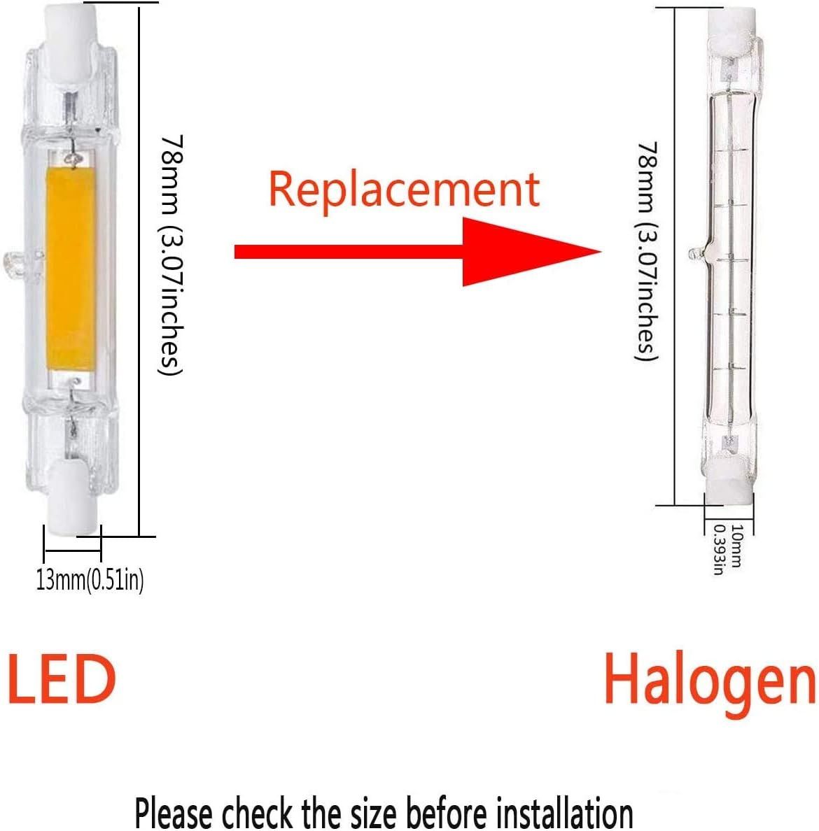 2PCS 10W R7S LED COB Bulb, Dimmable 78mm Double-Ended J-Type T3 Lamp, 100W Halogen Equivalent, 1000LM 6000K Daylight for Floodlight & Landscape Lighting — image 2