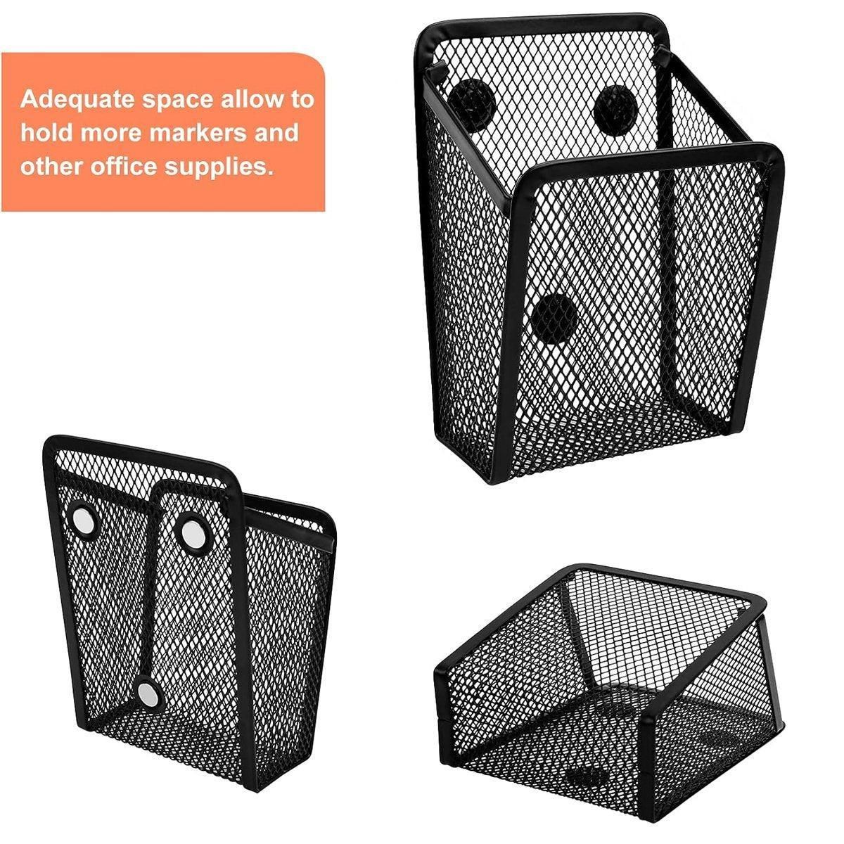 Metal Iron Mesh Pen Holder Magnetic Square Office Desk Storage Organizer Box โ image 5