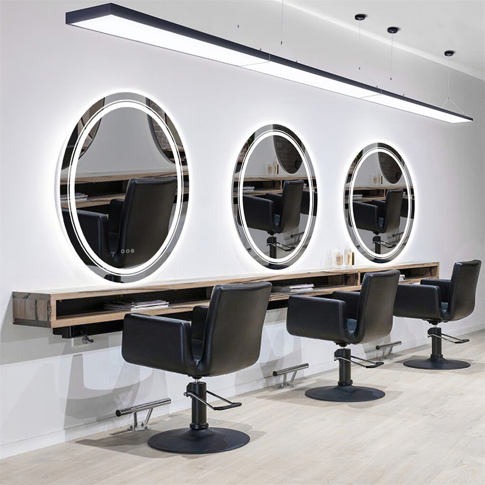 60x80cm Oval Backlit + Front LED Bathroom Mirror Dimmable Shatter-Proof Vanity Mirror — image 4