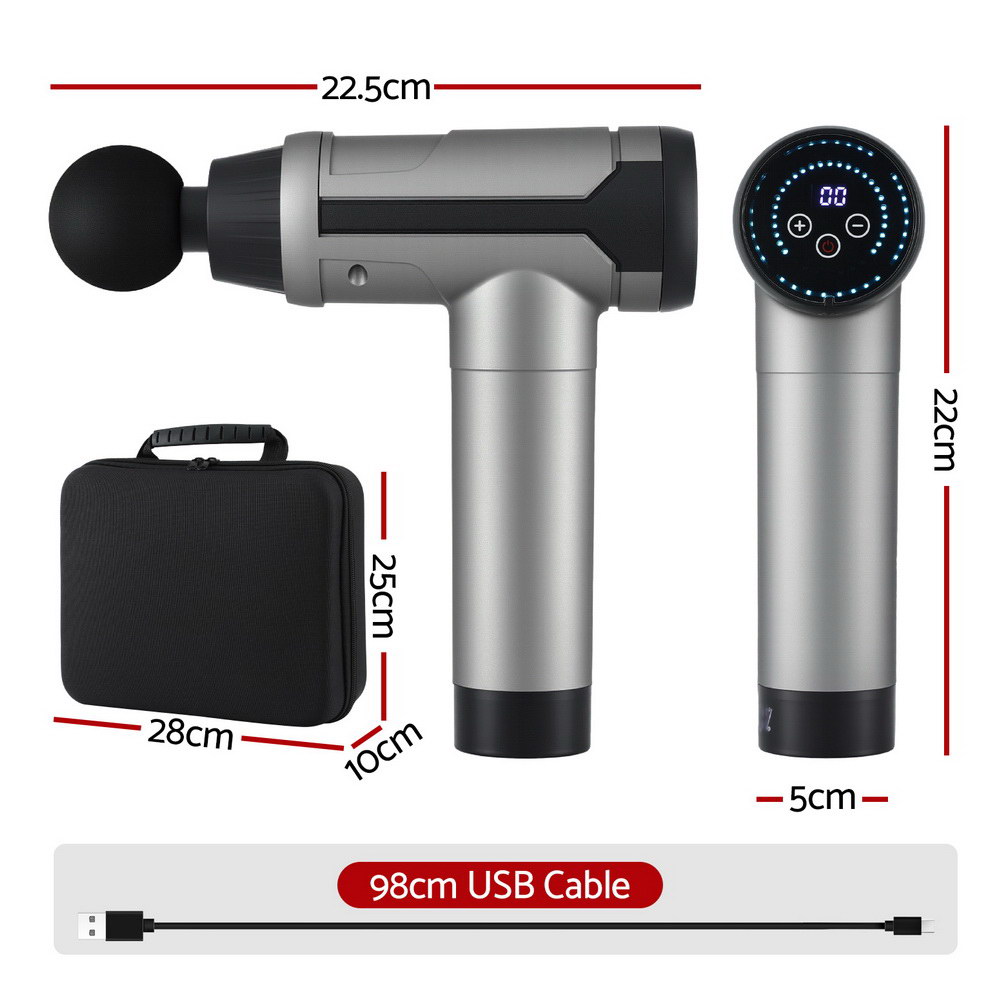 Everfit Massage Gun 30 Speed 6 Heads Vibration Muscle Massager Chargeable Black — image 2