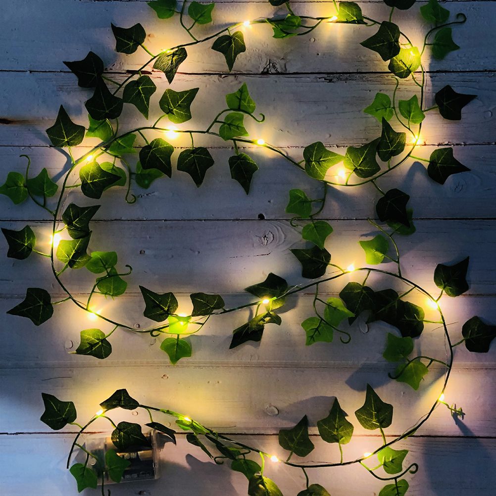 Artificial Plants LED String Light Green Leaf Vine Battery Operated Fairy String Lights for Home Wedding Decor — image 3