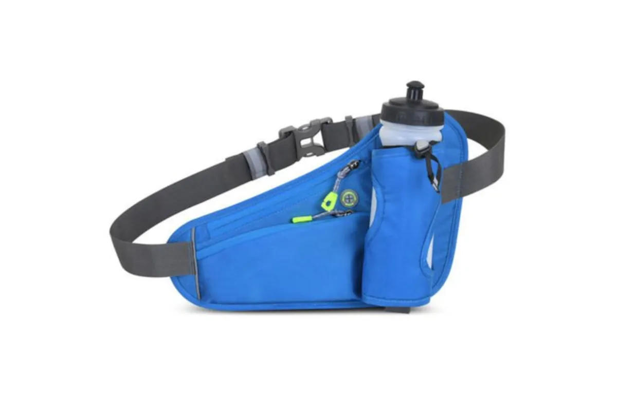 Sport Hydration Belt Bag Portable Breathable Outdoor Running Water Bottle Holder - Blue
