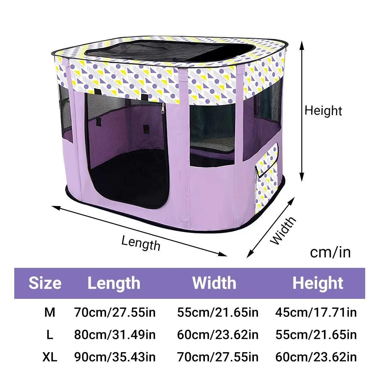 Foldable Cat Dog Kennel Pet Delivery Cage Portable Pet Fence Tent - Purple-L β image 4