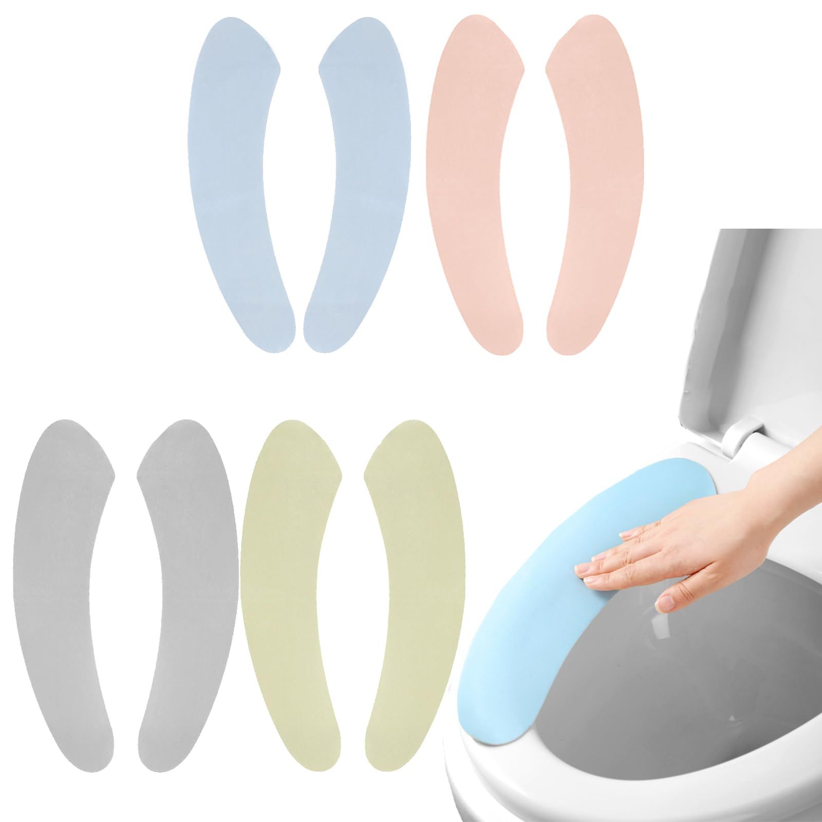 Thick Warm Cushioned Toilet Seat Cover | Stick-On Washable Reusable Toilet Memory Foam Cushion Pad (4pcs)