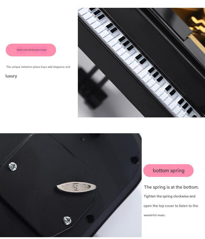 Classical Grand Piano Music Box with Dancing Ballerina(Dancing girl version - white) โ image 5