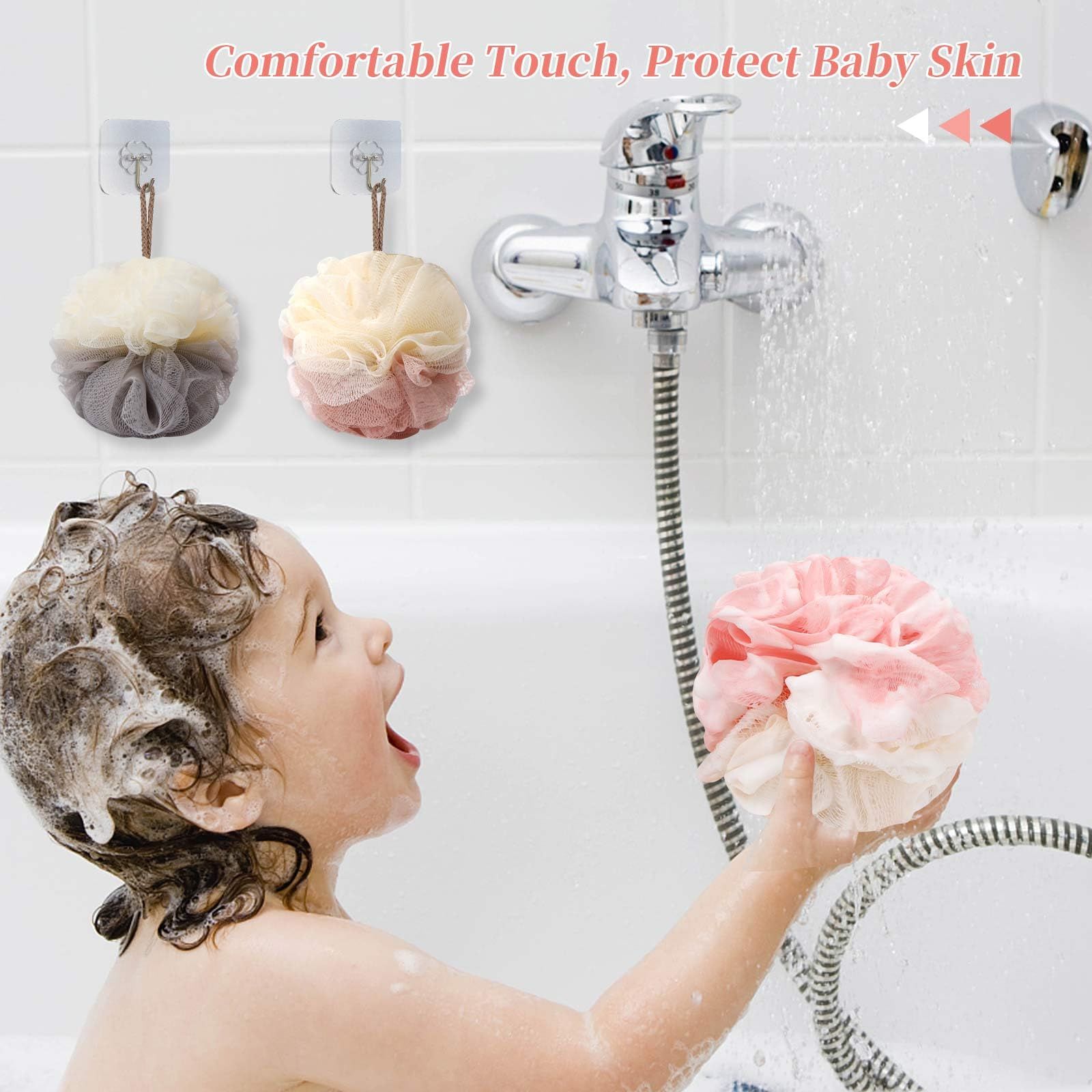 Bath Loofah Sponge Back Scrubber Shower Sponge Soft Mesh Exfoliator Pouf Shower Ball Bath Sponges for Women and Men Bath โ image 2