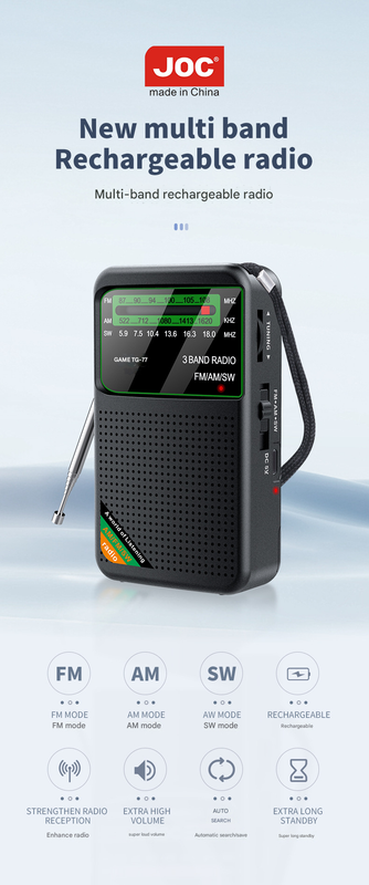 Golden JOC TG-77 Multi-Band Rechargeable Radio for Seniors - Automatic Channel Search, FM/AM/SW Bands — image 2