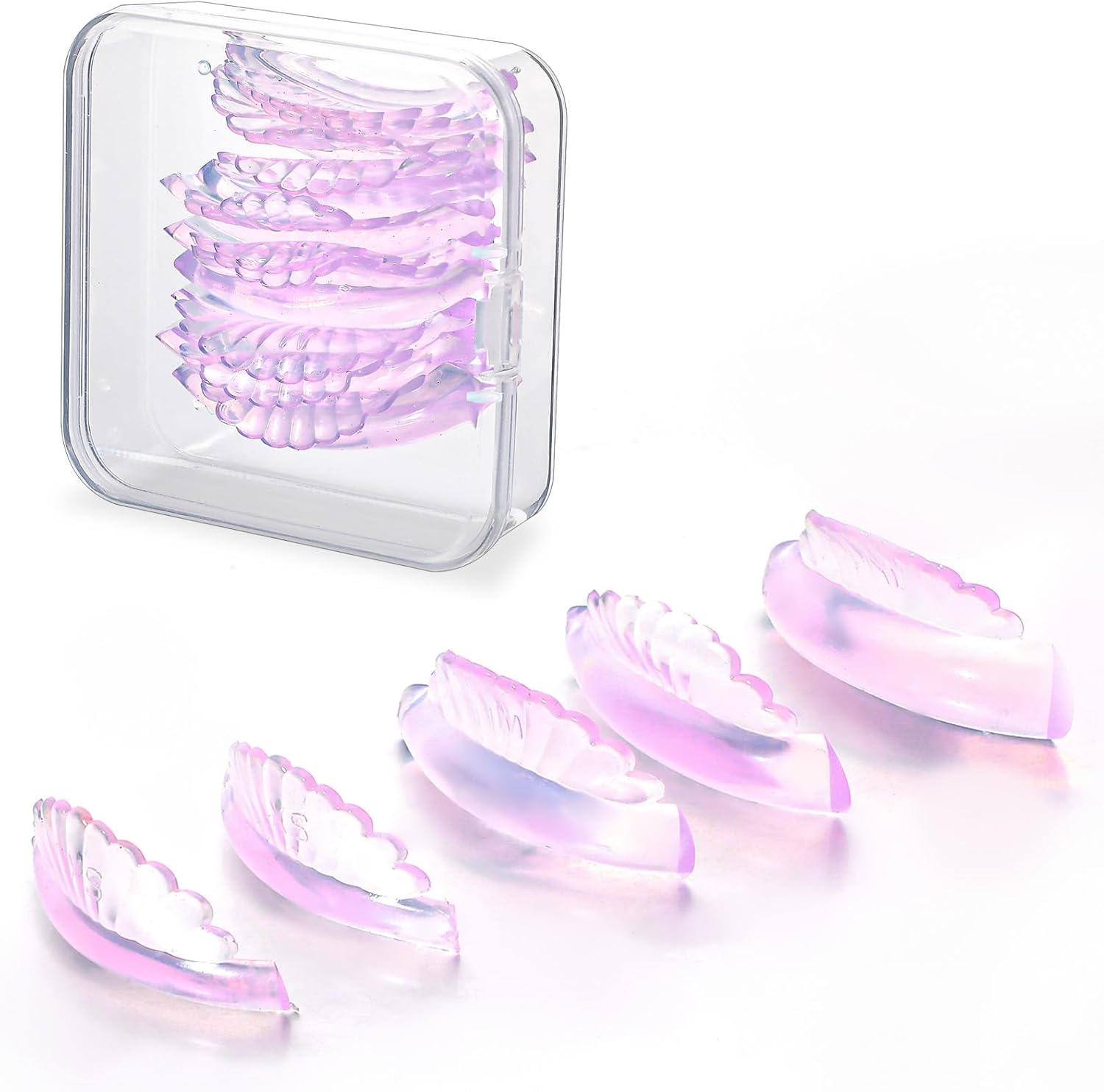 10 Pcs 5 Sizes Lash Lift Pads Self-Adhesive Super Soft Shell Pink Lash Perming Curler Shield Pads Reusable Professional Silicone Eyelash Curlers for