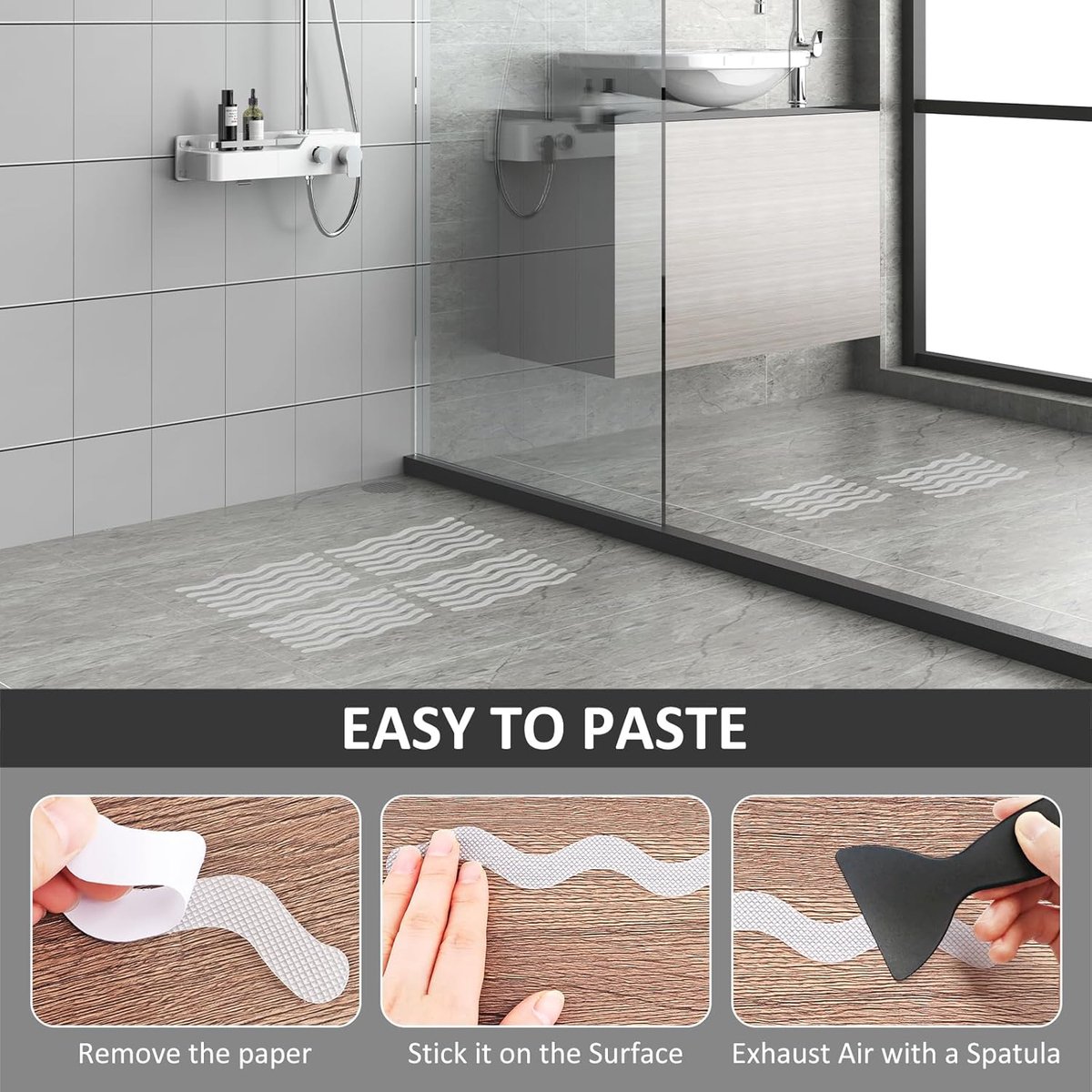 24 pieces - anti-slip stickers - 18 × 1.3cm - S-shape - anti-slip bath stickers - anti-slip shower stickers - safety strips for baths - for stairs, showers and — image 3