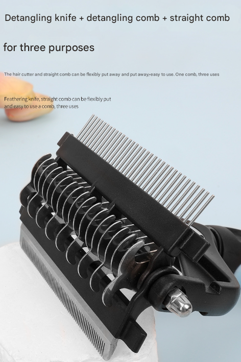 Blue and Black Professional 3-in-1 Pet Grooming Tool - Dematting Rake, Deshedding Comb & Finishing Brush for Dogs & Cats โ image 5