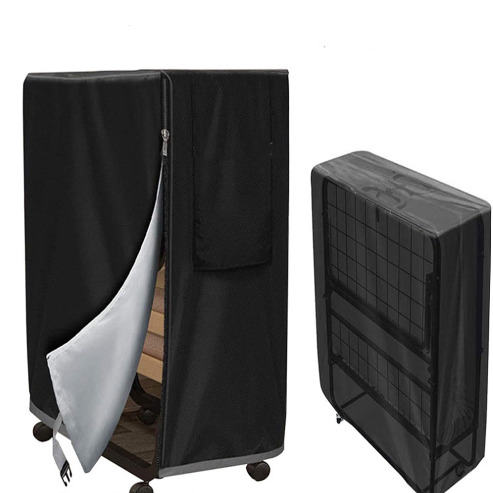 Waterproof and Dustproof, with Zipper and Elastic Drawstring, Thickened Storage Cover for Folding Cot (99 × 38 × 114cm black) — image 3