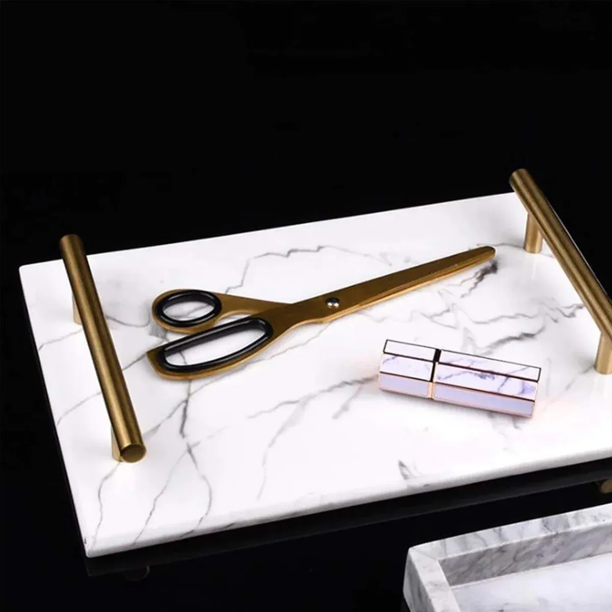 Natural Marble Tray Storage Display Tray Bathroom Living Room Decor Sample Tray — image 6