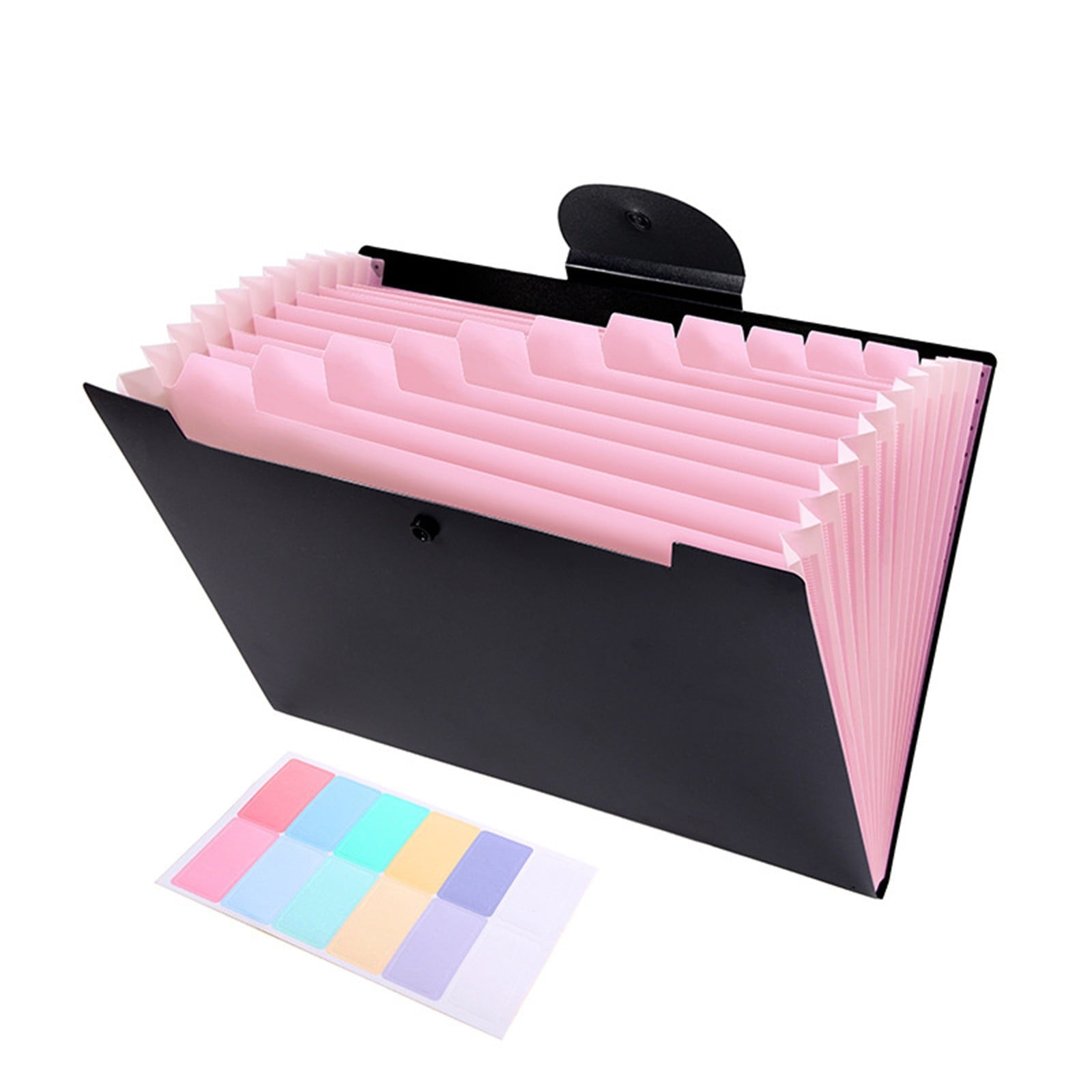 Accordion File Organizer Expanding File Folder with 12 Pockets Portable Receipt Paper Bill Document Organizer Letter/ Size Filing Folder Schǒ-ǒl Black B — image 2