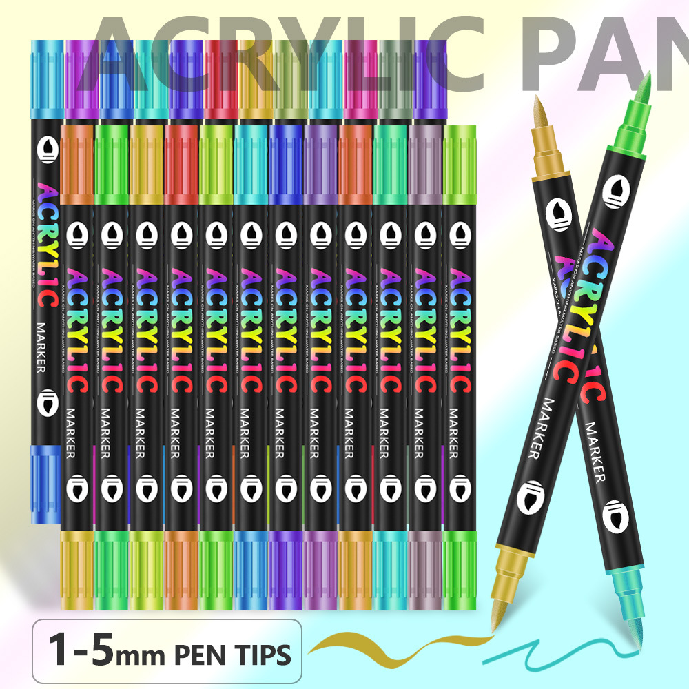 36-Pack Dual-Tip Acrylic Paint Markers - 72 Vibrant Colors, Waterproof & Quick-Dry for Art Projects โ image 2