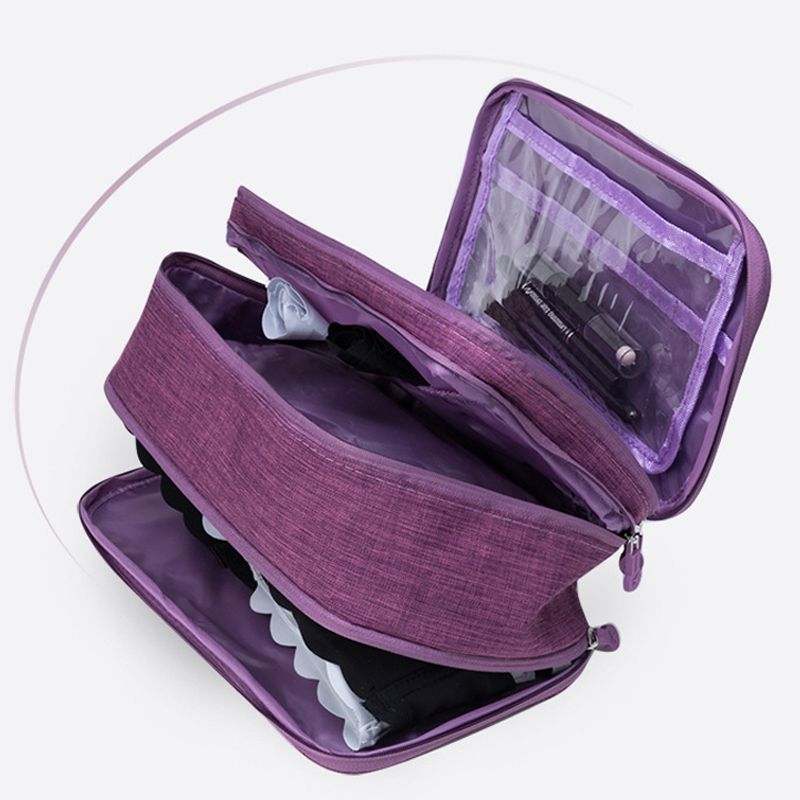 Travel Underwear Organizer Positive Ion Oxford Fabric Large Capacity Travel Bra Organizer for Underwear Women Travel Purple โ image 2