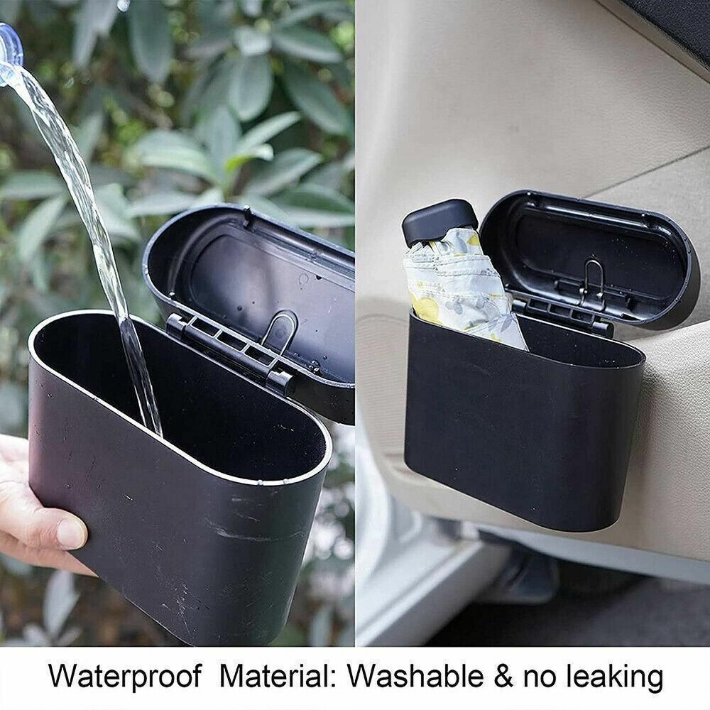 Mini Car Trash Bin with Lid Multifunction Rubbish Can for Vehicle Office Desktop Use — image 4