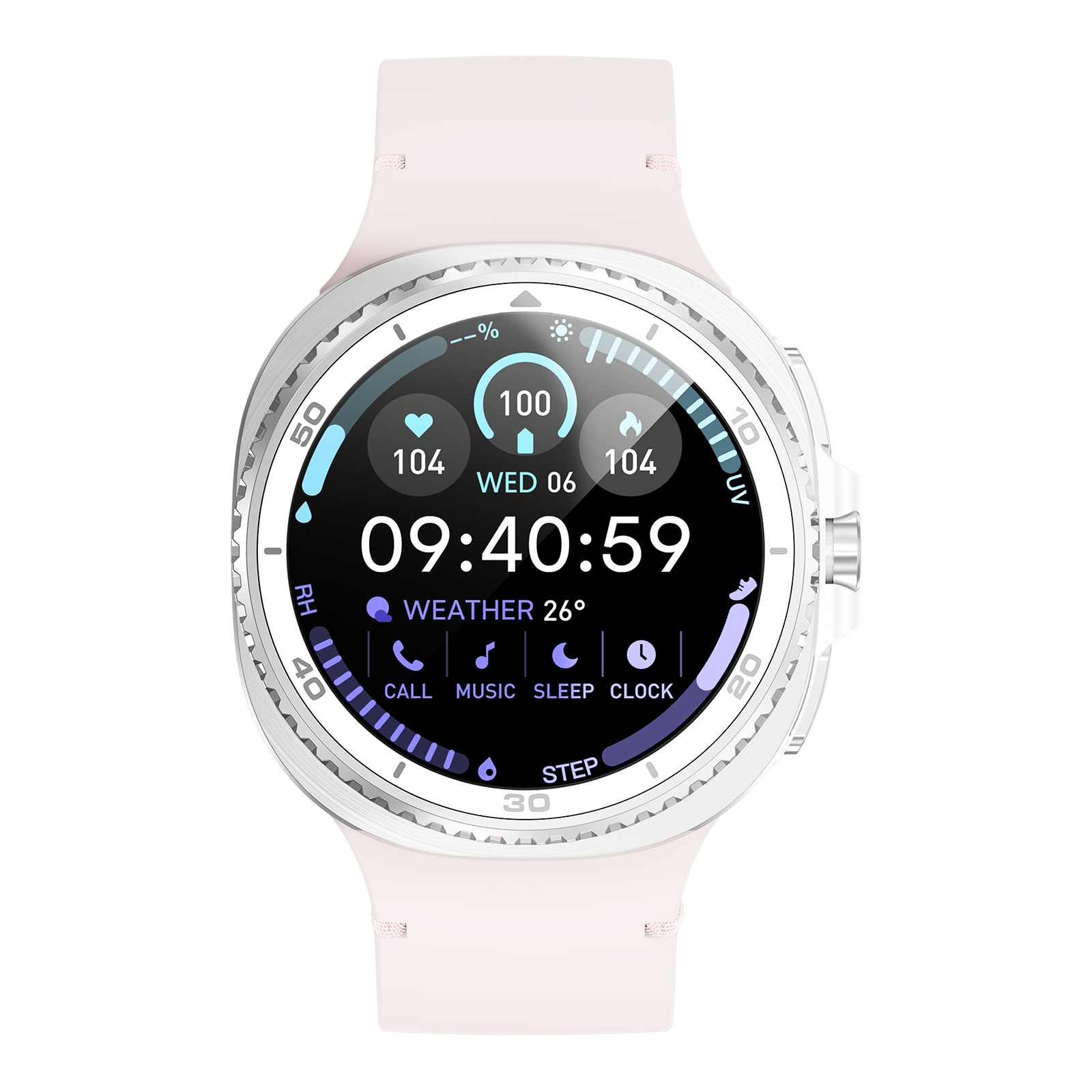 Watch8Classic-SU02 Smart Watch, Full Touch Screen Silicone Sports Wrist Watch for Men Women,Pink — image 2